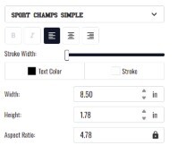 Font, colour, size, aspect ratio, and stroke controls in the Add Text tool