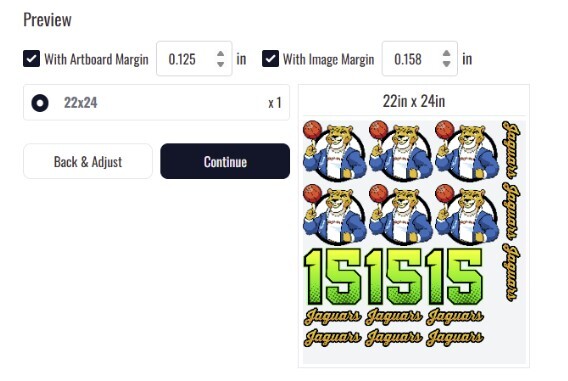 Gang sheet layout created with the Auto Build tool