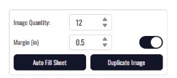Auto Fill quantity and margin settings in the DTF gang sheet builder