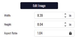Image width and height controls in the DTF gang sheet builder